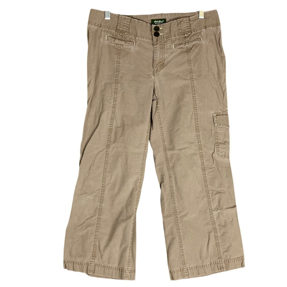 Eddie Bauer Womens Pants Brown Mid Rise Vashon Fit Capri Cotton Blend Stretch 8
